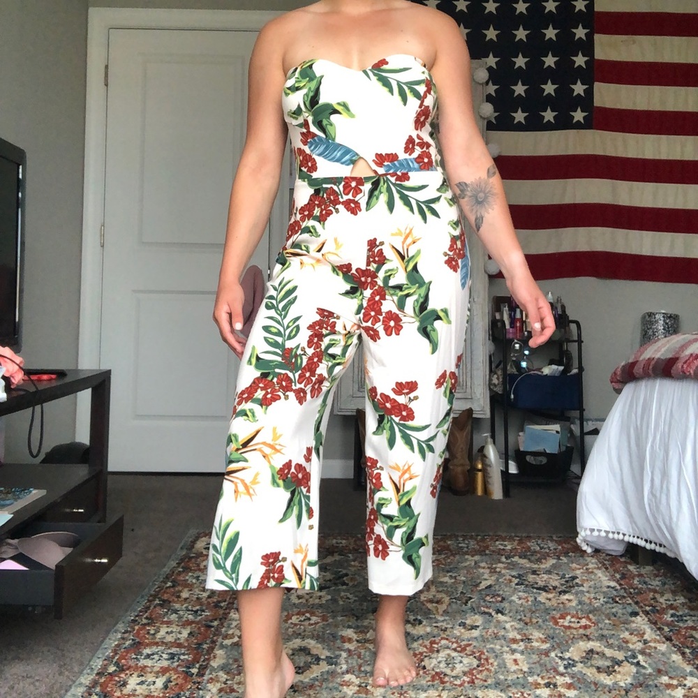 Beautiful Floral Strapless Romper